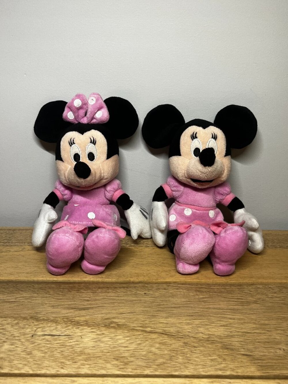 DISNEY POSH PAWS Minnie Mouse Twins 2 Plushies 9" Pink Dresses and Shoes